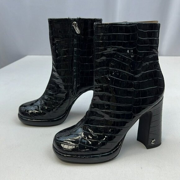 Circus By Sam Edelman Womens Freddie Black Crocodile Print Ankle Booties Size 5M - Picture 2 of 9